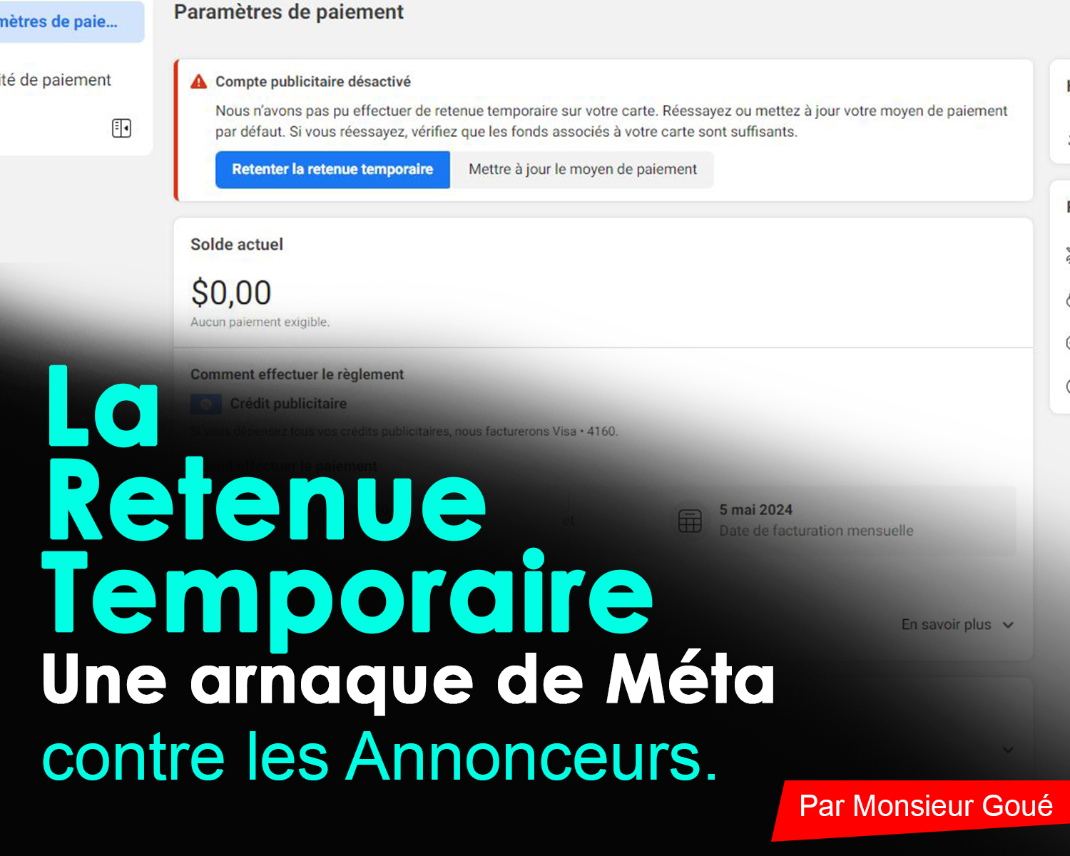 Retenue Temporaire - Une arnaque de Méta contre les Annonceurs